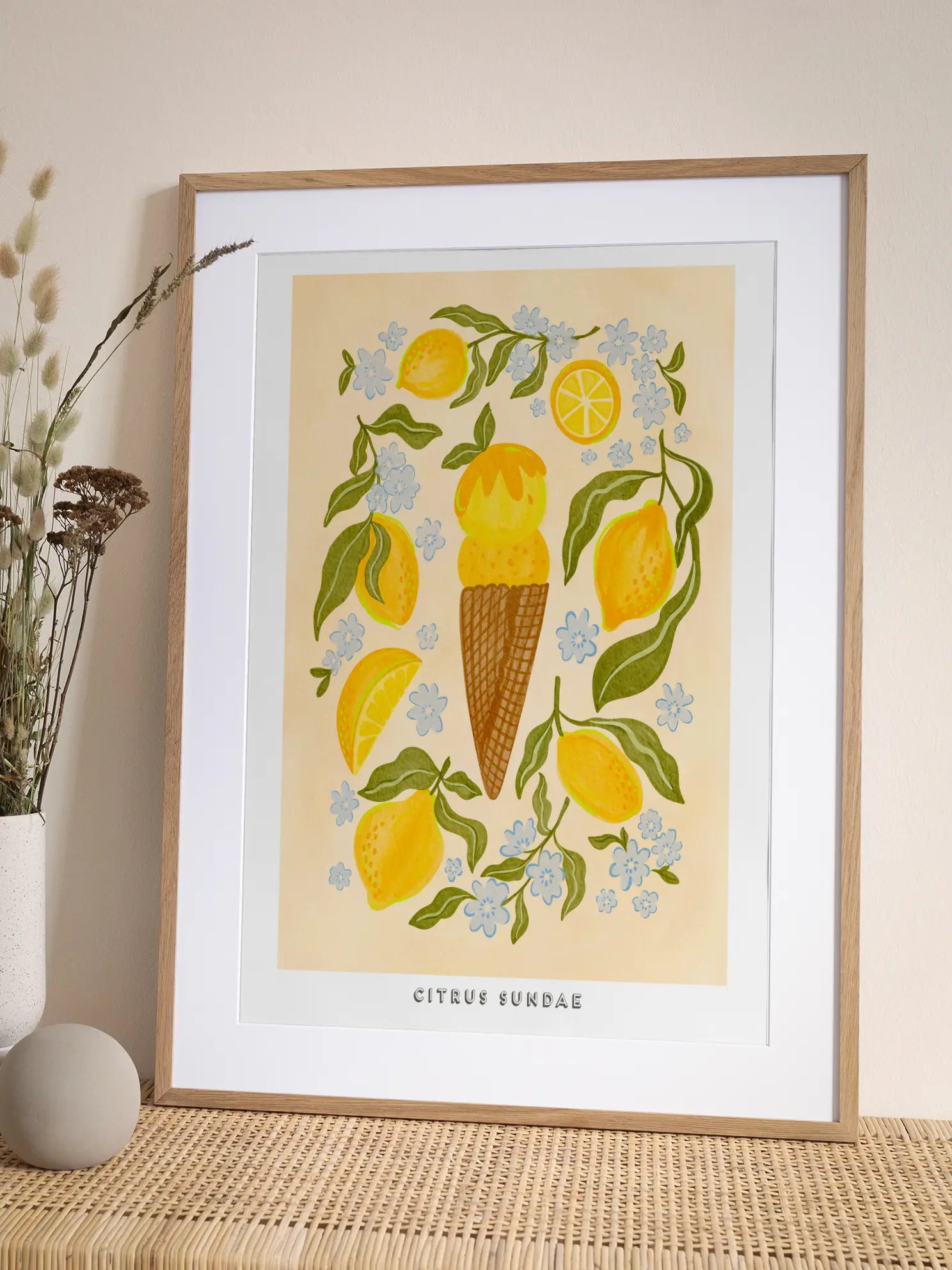 Lemon Botanical Illustration Poster
