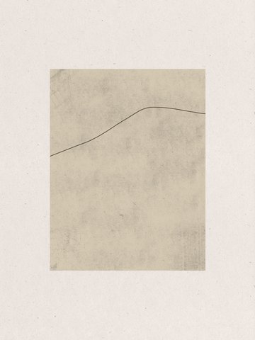 Minimalistisches Poster mit einer schwarzen Linie auf einem beigen Quadrat.