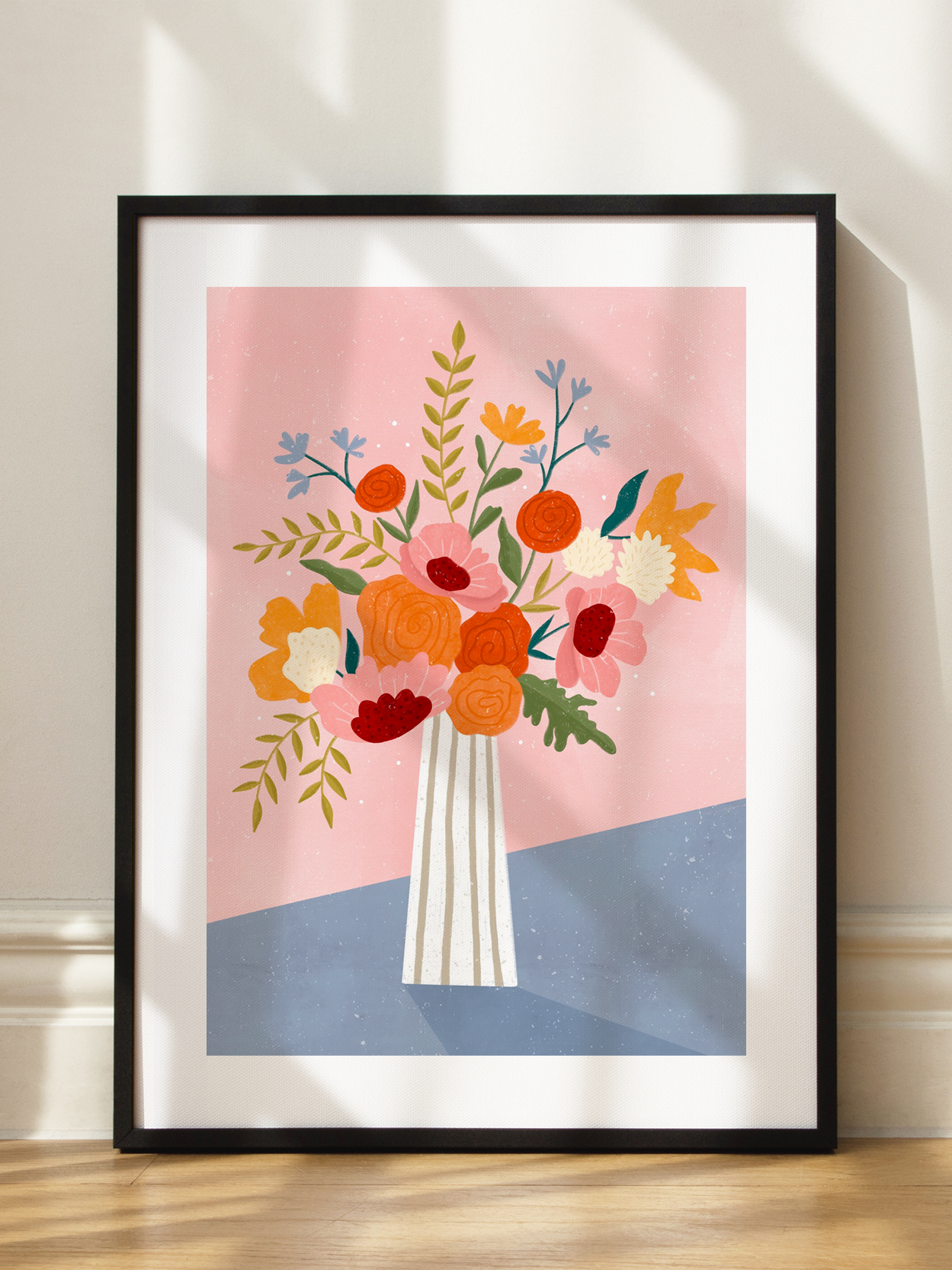 Line Vase with Flowers