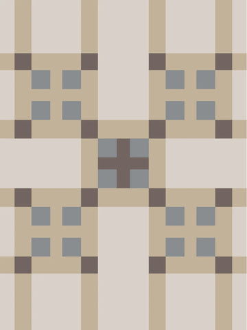 Poster mit einem geometrischen Muster in Beige und Grau.