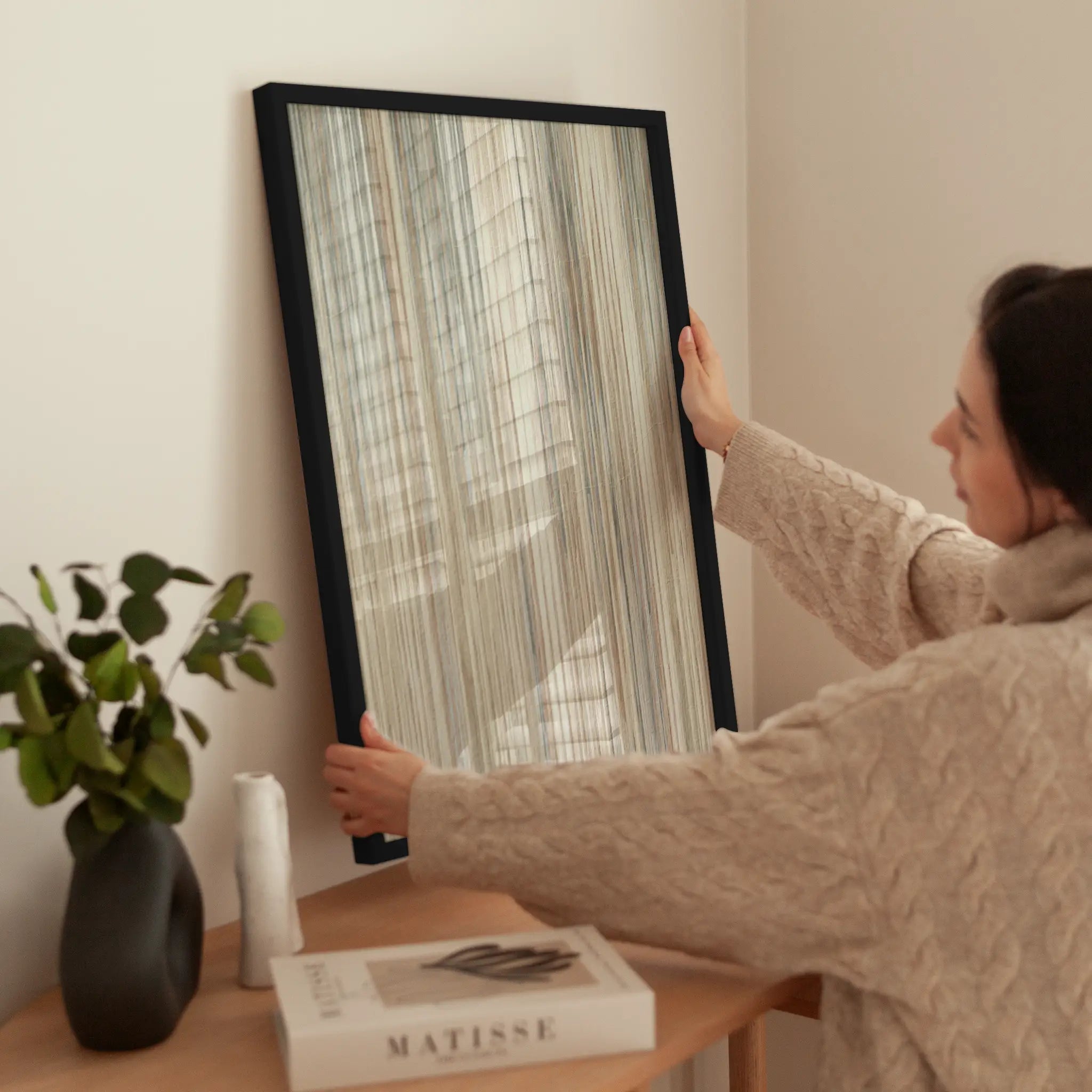 Lines and Textures No2 wird aufgehängt