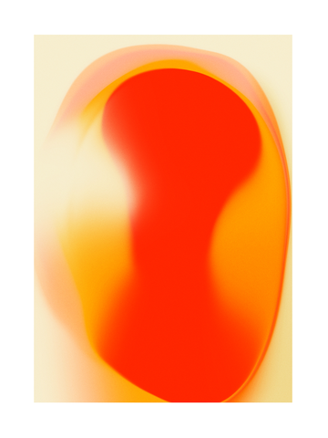 Abstrakte Formen und Farben in Rot, Orange, Gelb und Rosa.