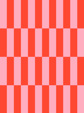 Typografisches Poster mit dem Text "Love is the answer" auf rosa-rot kariertem Hintergrund.