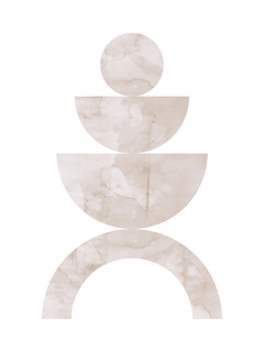 Grafische Illustration mit geometrischen Formen mit Marmorstruktur auf weißem Hintergrund.