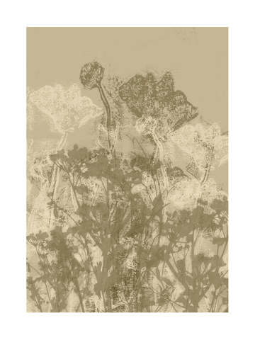 Grafisches Poster mit einer Blumenwiese in Beige.