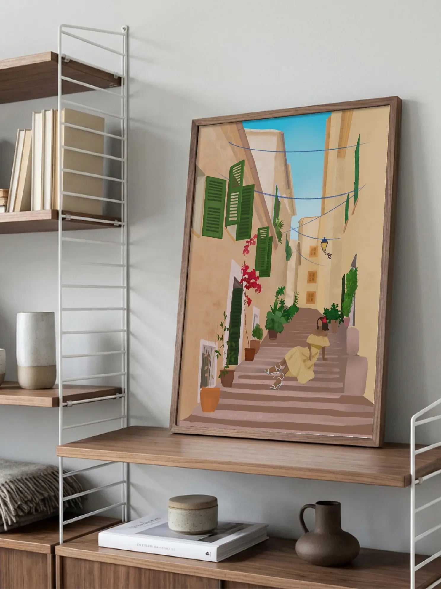 Mediterranean Alley Stairs Poster
