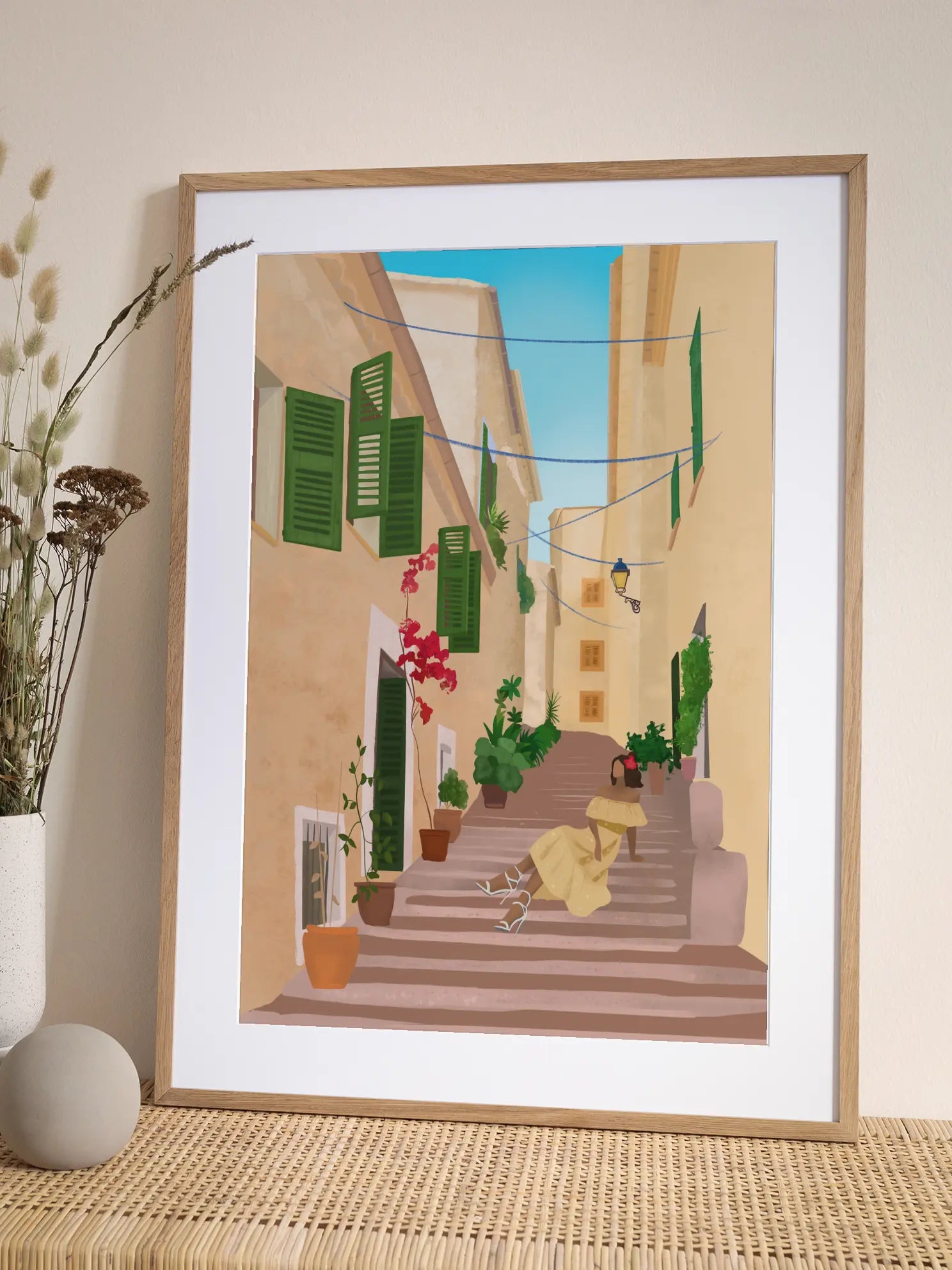Mediterranean Alley Stairs Poster