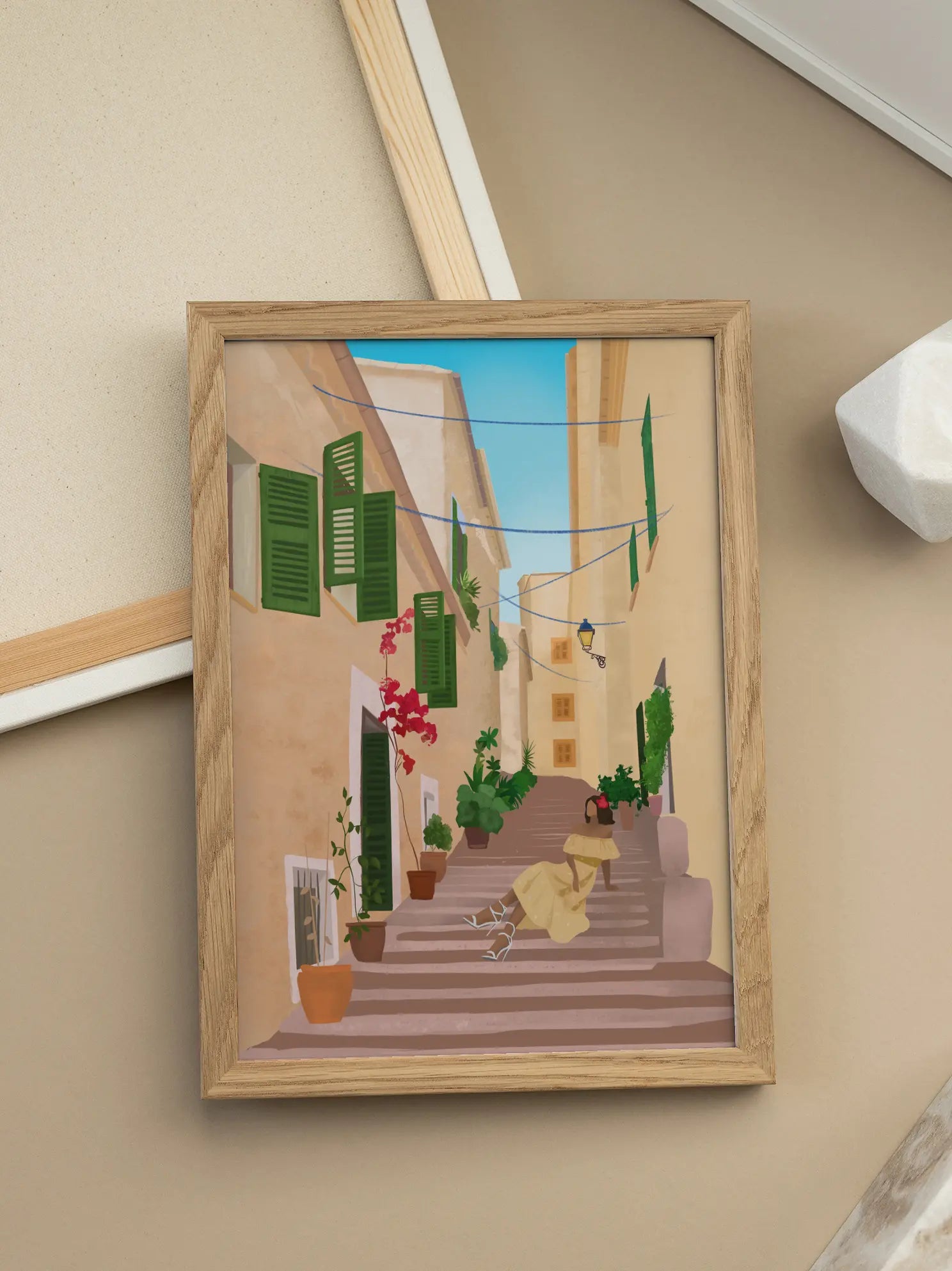 Mediterranean Alley Stairs Poster