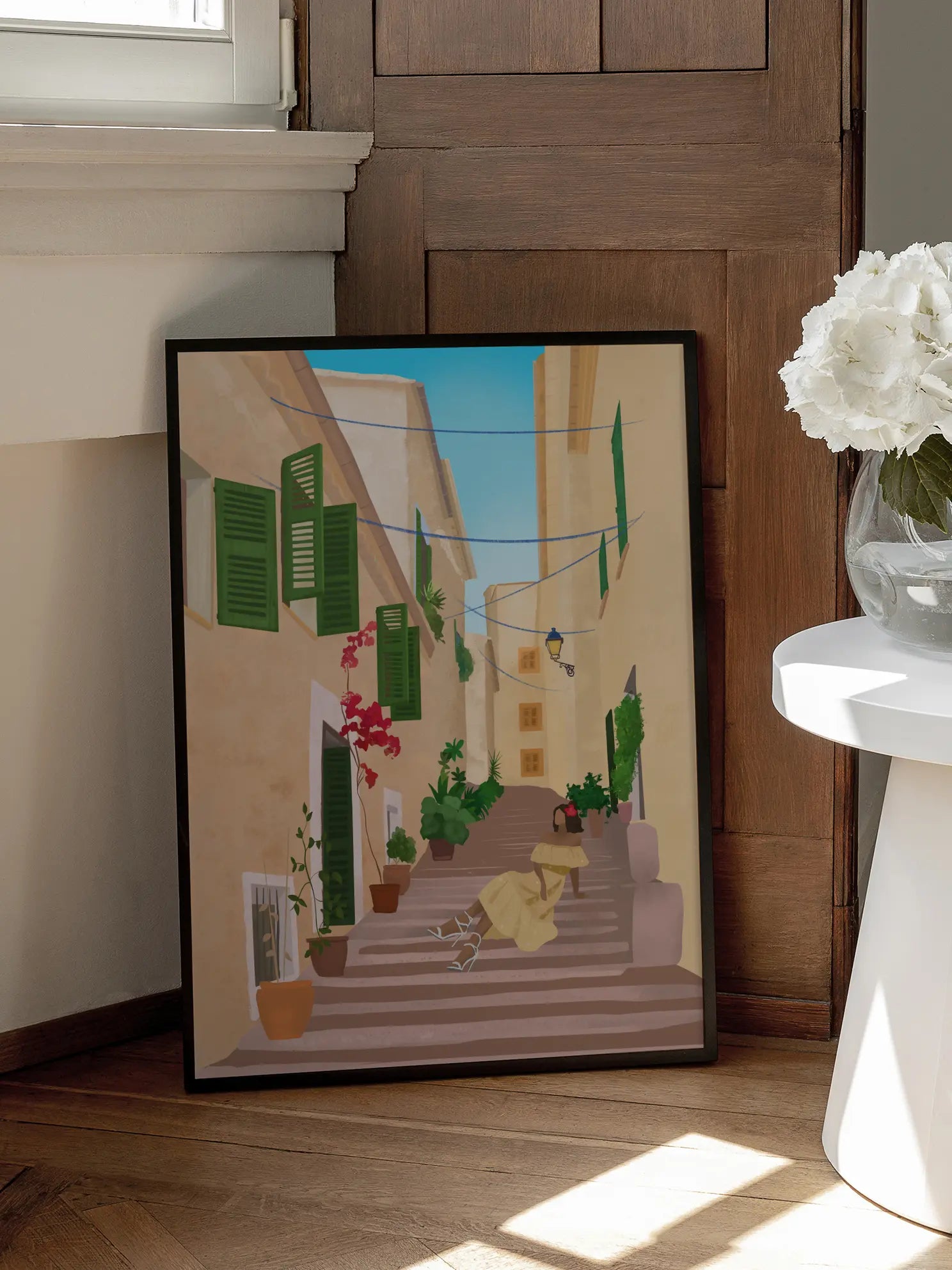 Mediterranean Alley Stairs Poster