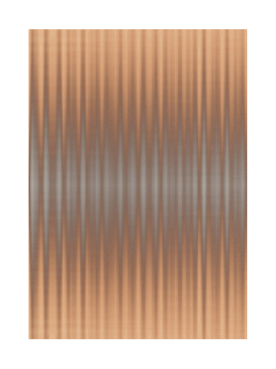 Poster mit senkrechten Linien in Braun und Grau, die einen wellenförmigen Effekt erzeugen.