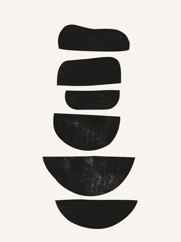 Grafische Illustration mit schwarzen, strukturierten Formen auf hellgrauem Hintergrund.