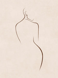 Illustration mit der Silhouette eines Körpers in Braun auf hellbeigem Hintergrund.