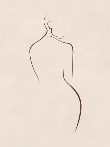 Illustration mit der Silhouette eines Körpers in Braun auf hellbeigem Hintergrund.