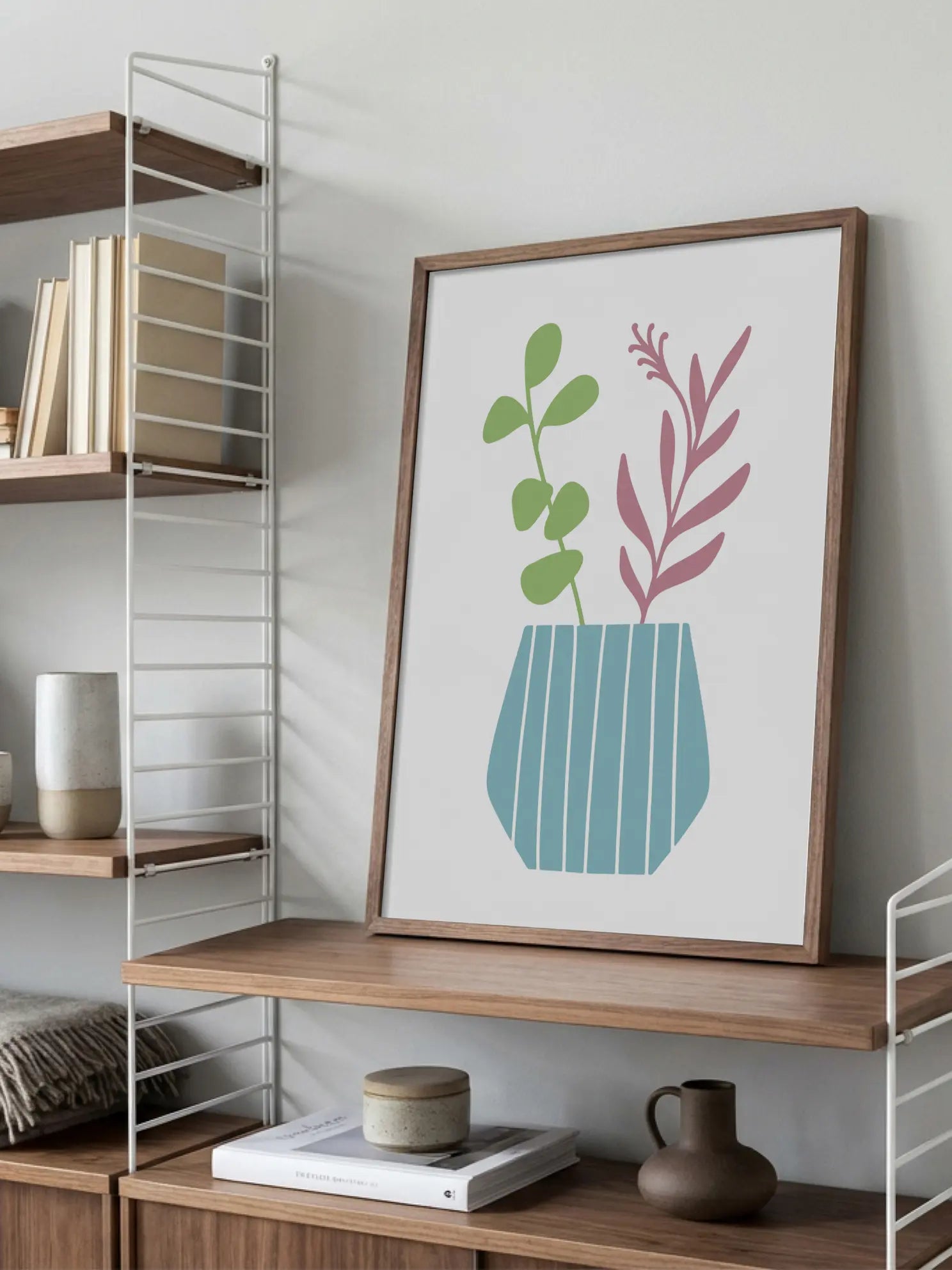Minimal Plant Vase Illustration Poster