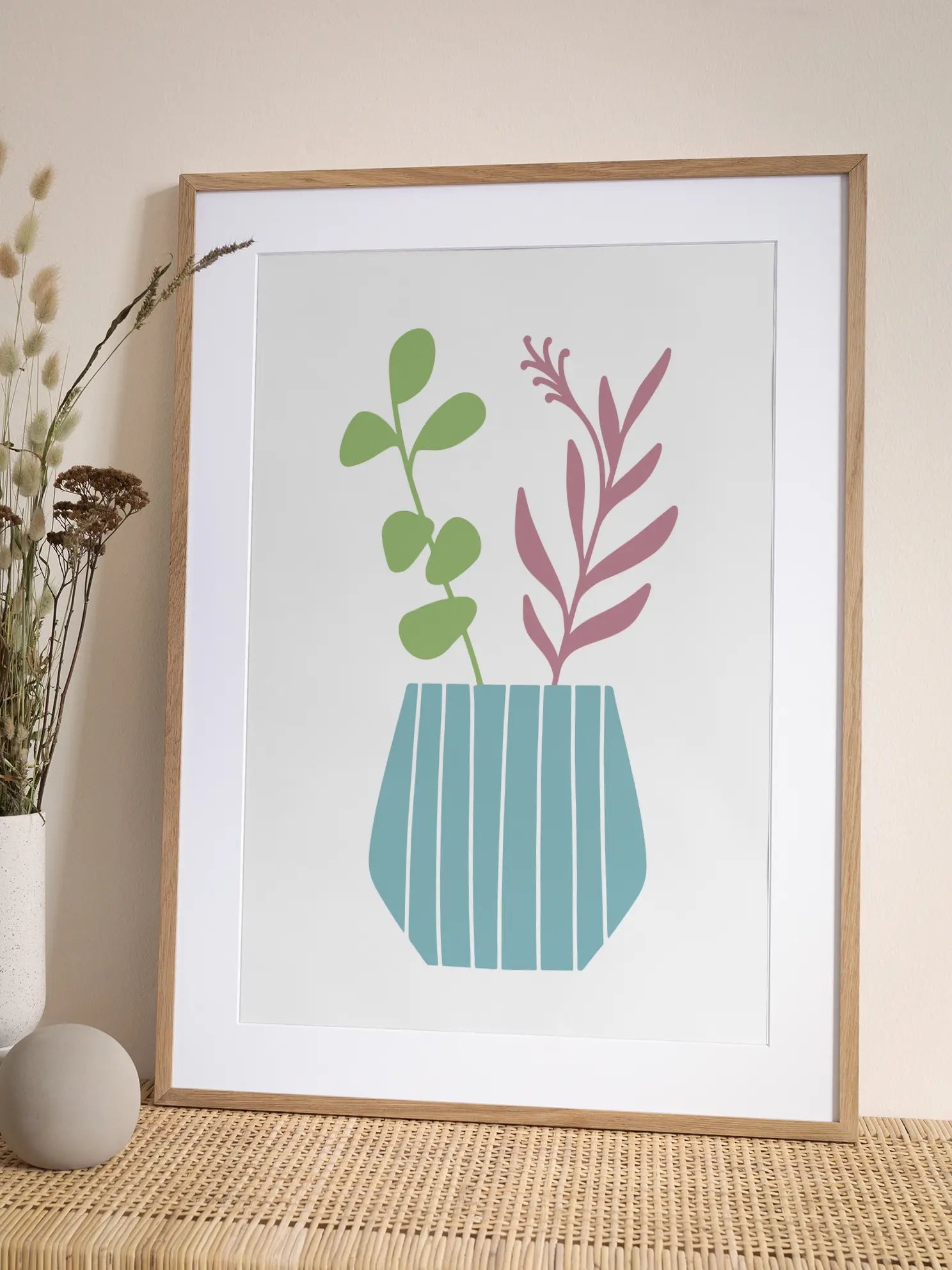 Minimal Plant Vase Illustration Poster