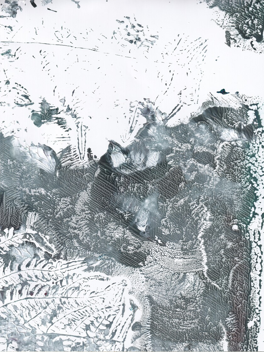 Abstraktes Muster in Grau und Weiß.