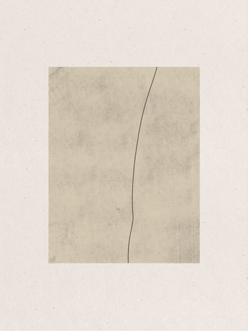 Grafische Illustration mit einem schwarzen Bogen auf beigem Hintergrund.