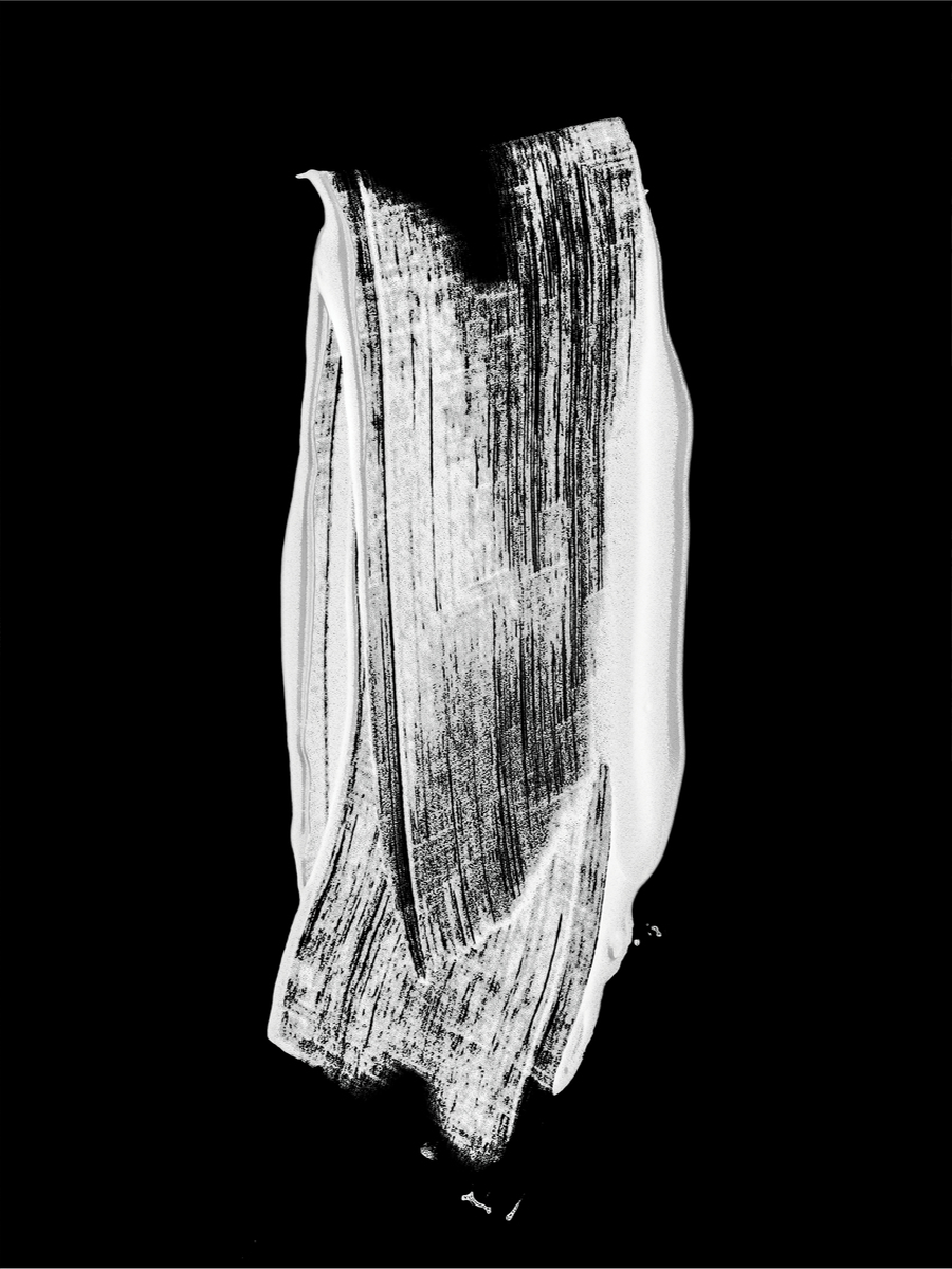 Weißer Pinselstrich auf schwarzem Hintergrund.