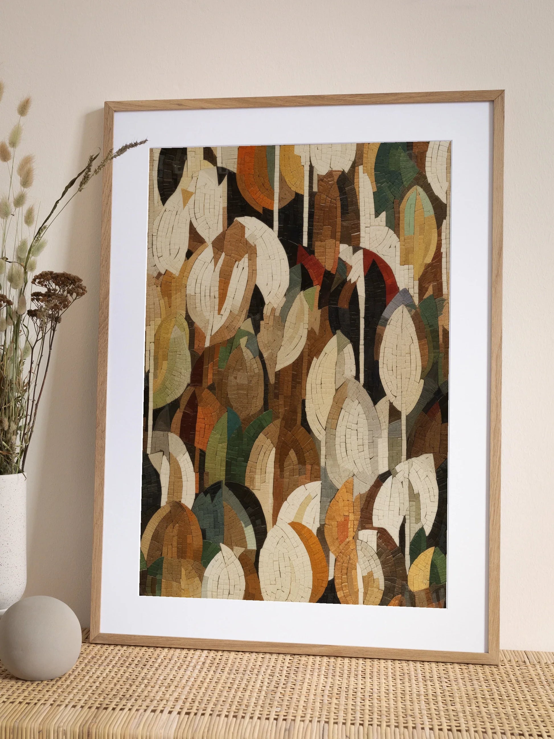 Mosaic Leaves Poster