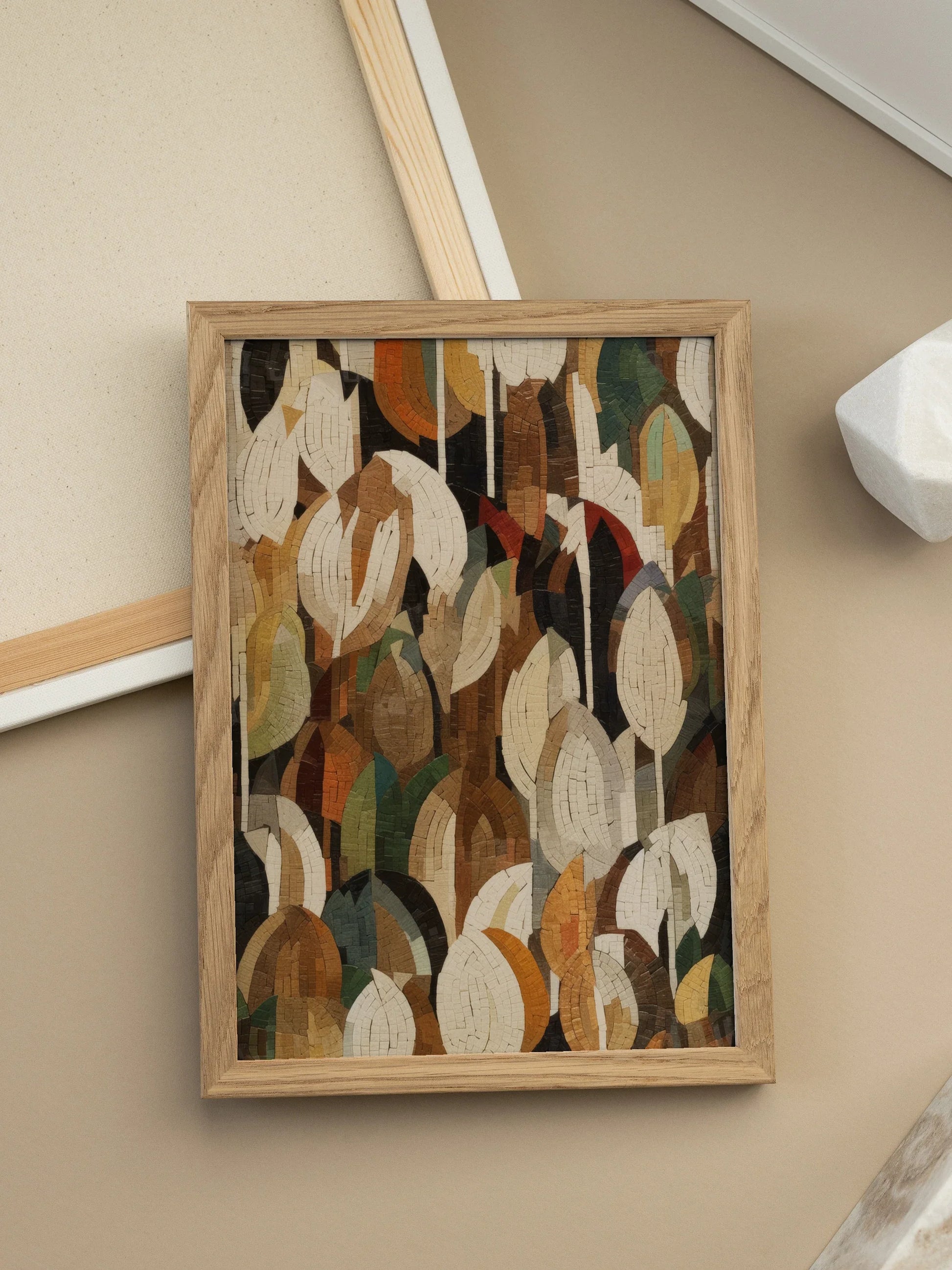 Mosaic Leaves Poster