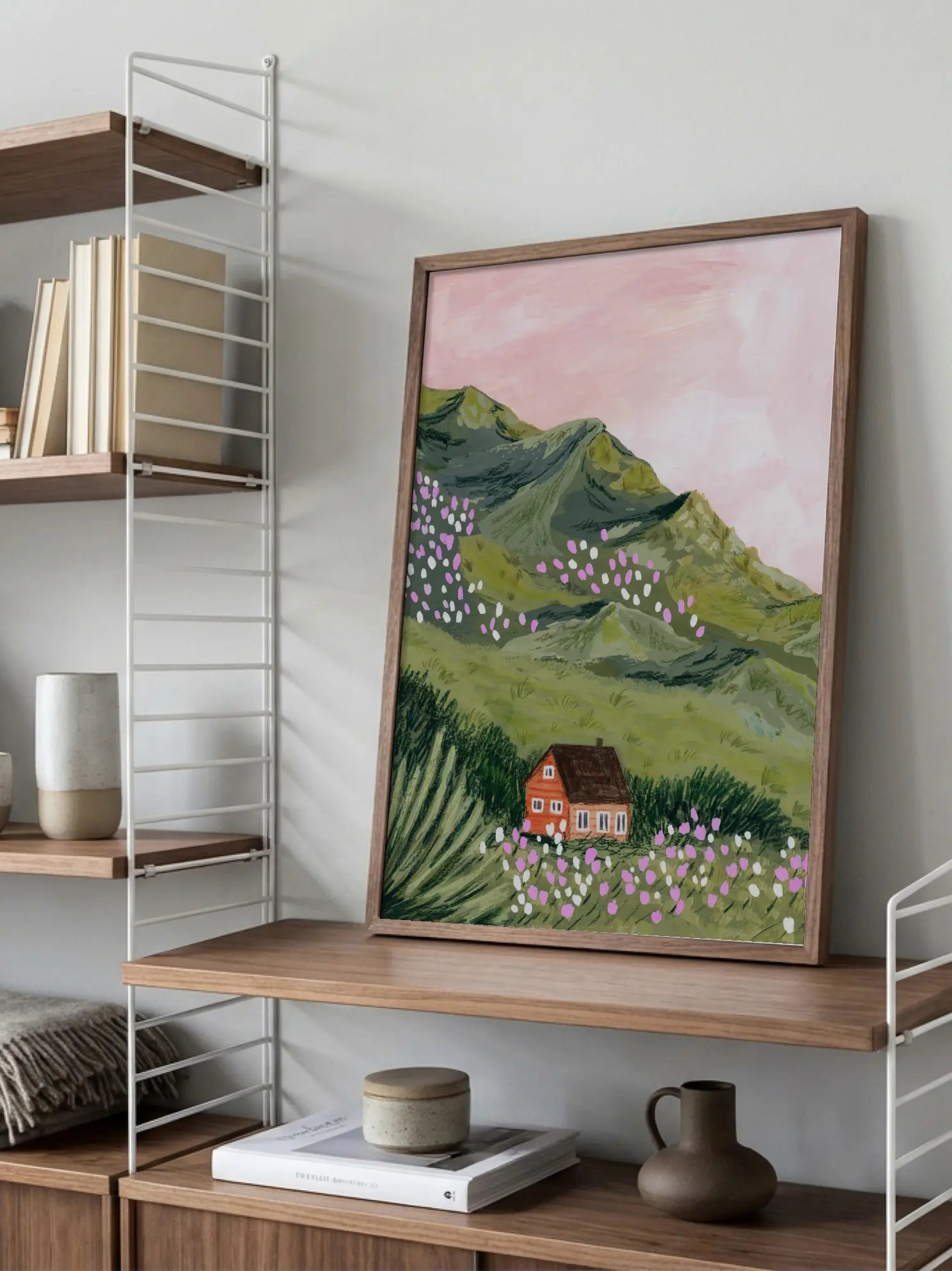 Mountain House Landscape Poster