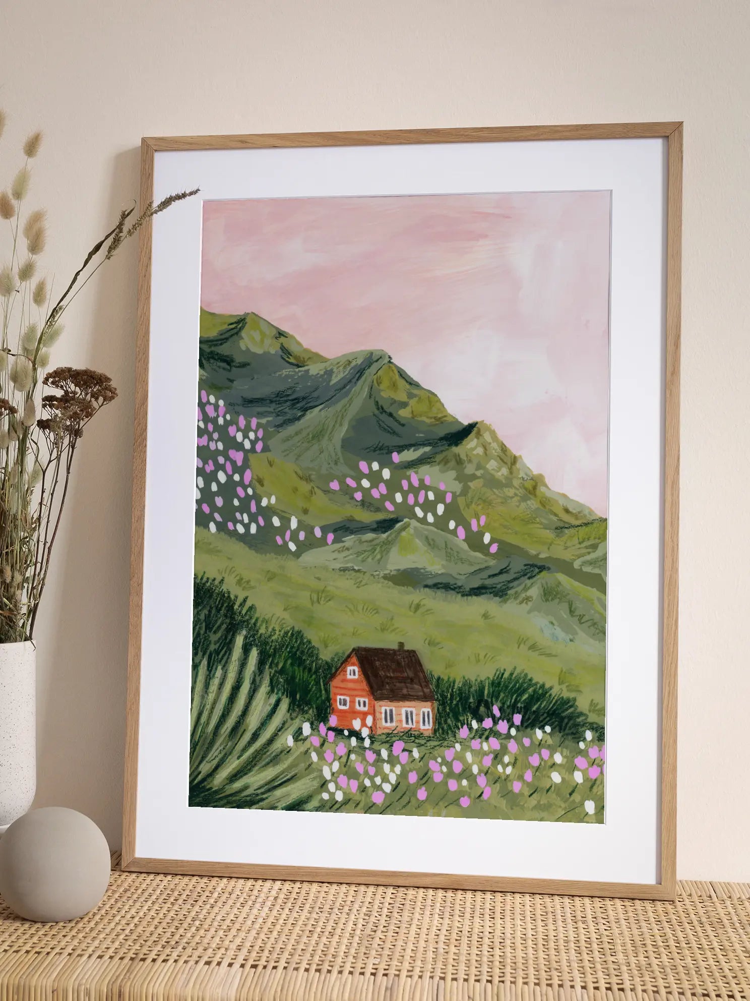 Mountain House Landscape Poster