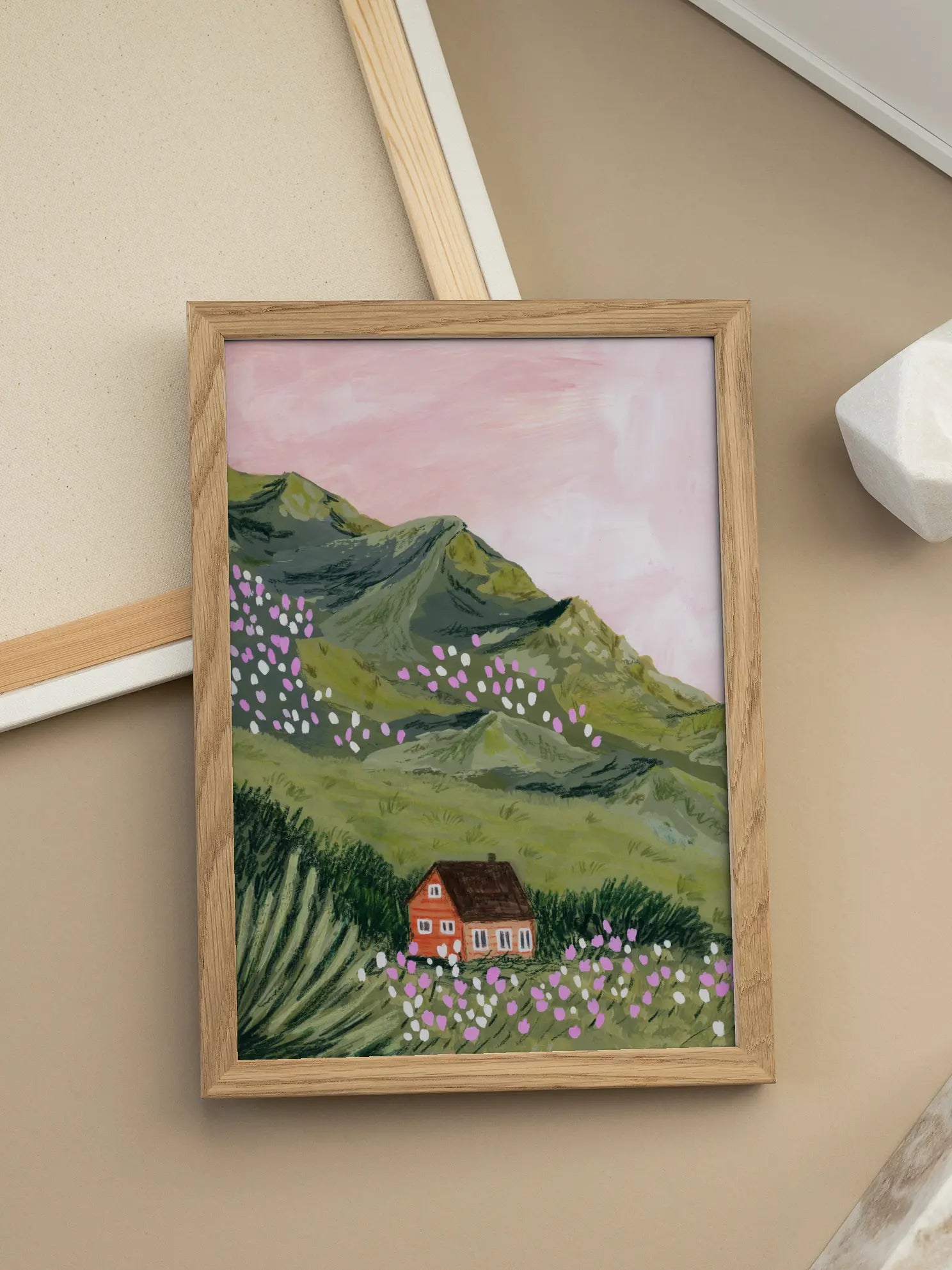Mountain House Landscape Poster