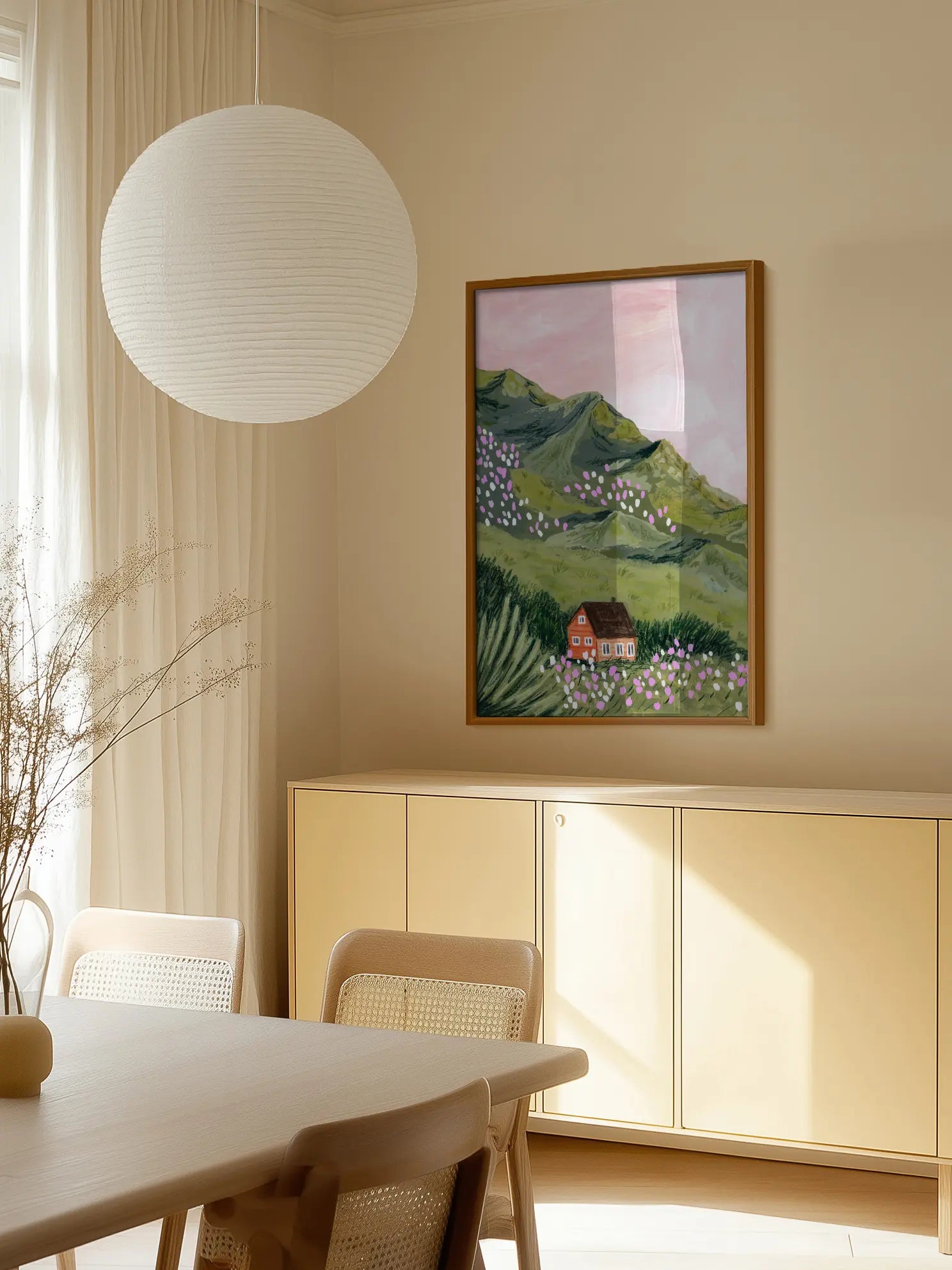 Mountain House Landscape Poster