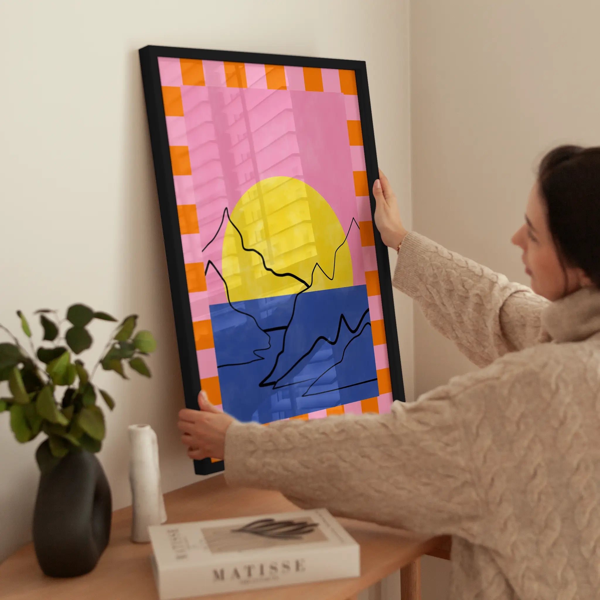 Mountain Sunset wird aufgehängt