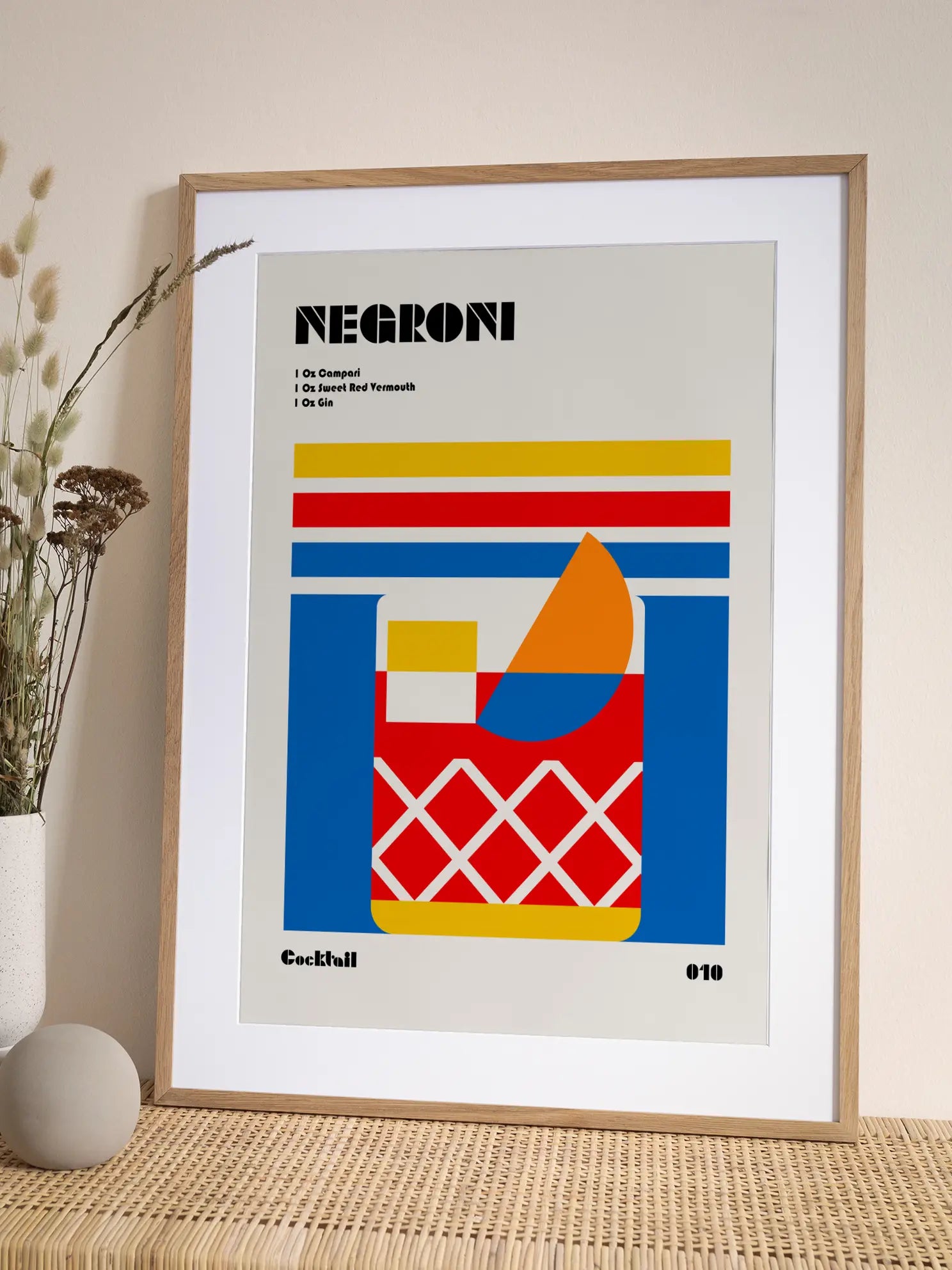 Negroni Cocktail Bauhaus Poster