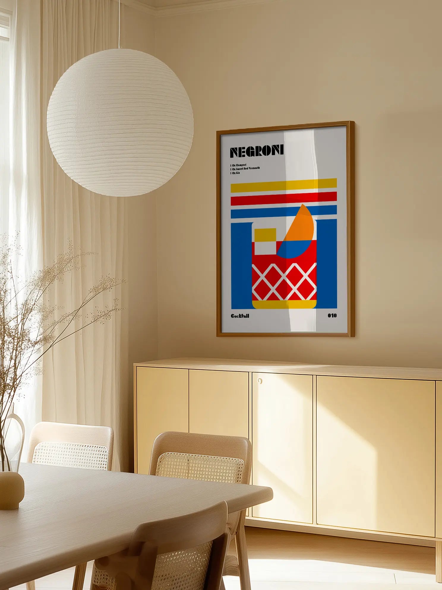 Negroni Cocktail Bauhaus Poster