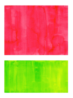 Illustration einer Wassermelone in leuchtenden Neonfarben, rot und grün.