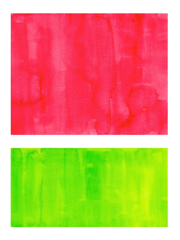 Illustration einer Wassermelone in leuchtenden Neonfarben, rot und grün.