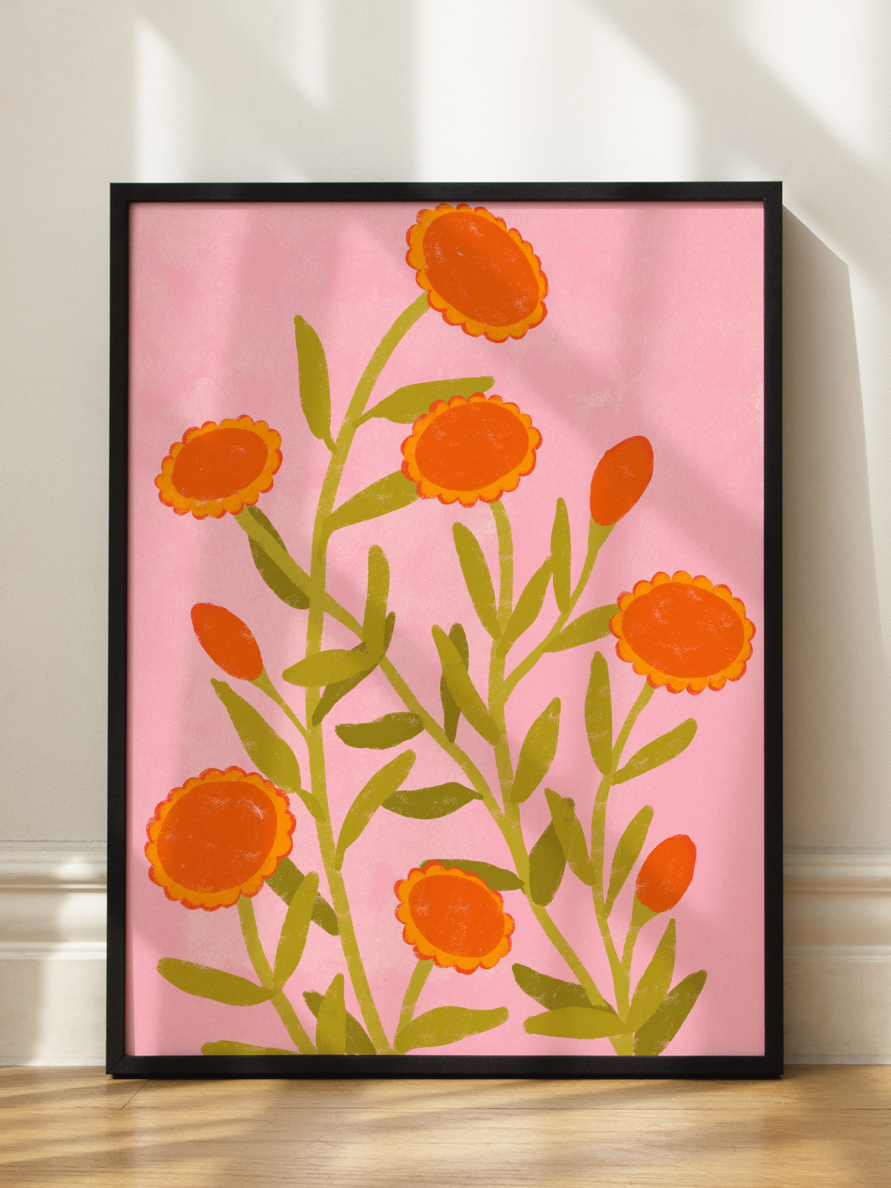 Orange Flowers on Pink