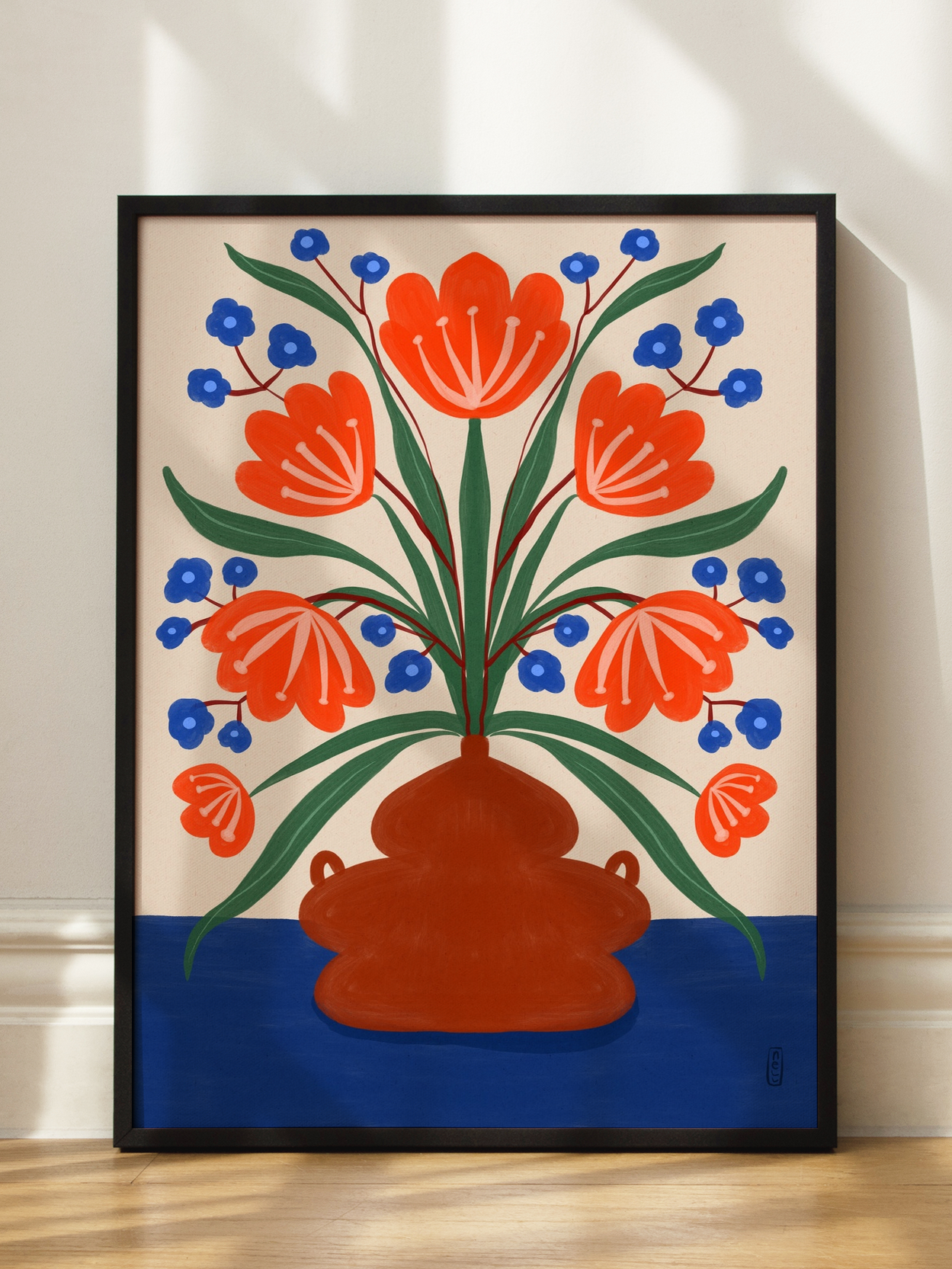 Orange and Blue Bouquet Poster