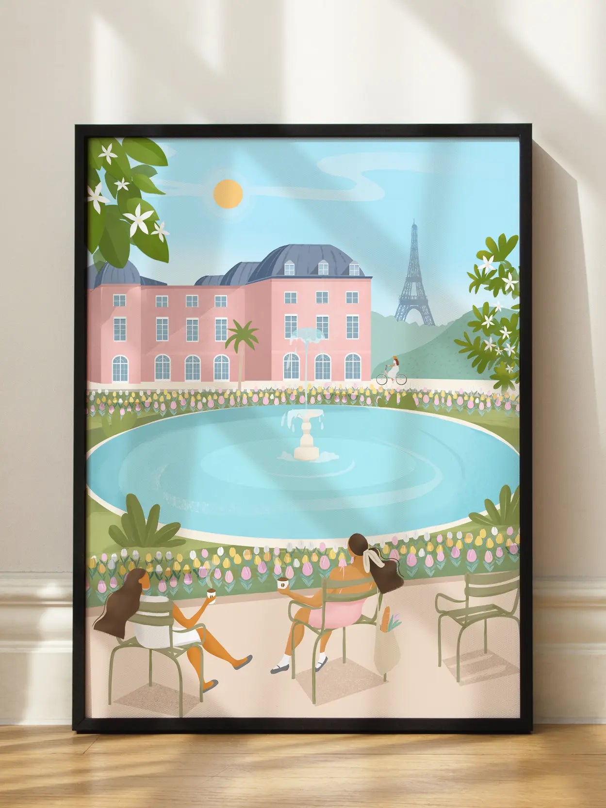 Park Fountain Building Illustration
