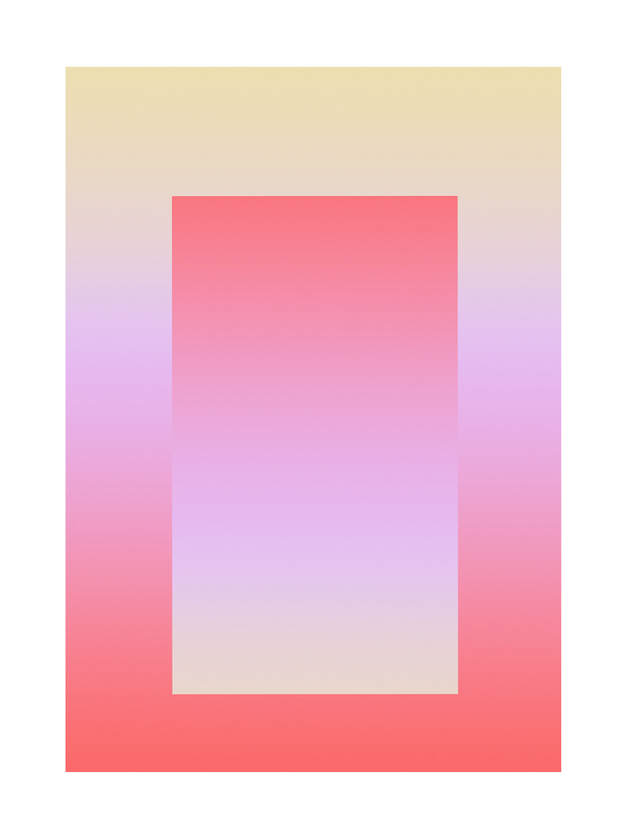 Poster mit einem Pastellfarbverlauf in Rosa, Lila und Gelb.