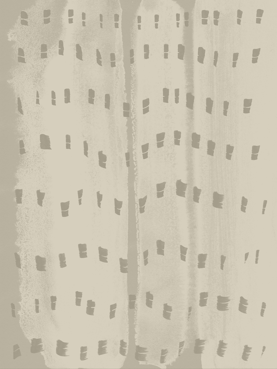 Abstraktes Poster mit beigem Hintergrund und gepunktetem Muster.