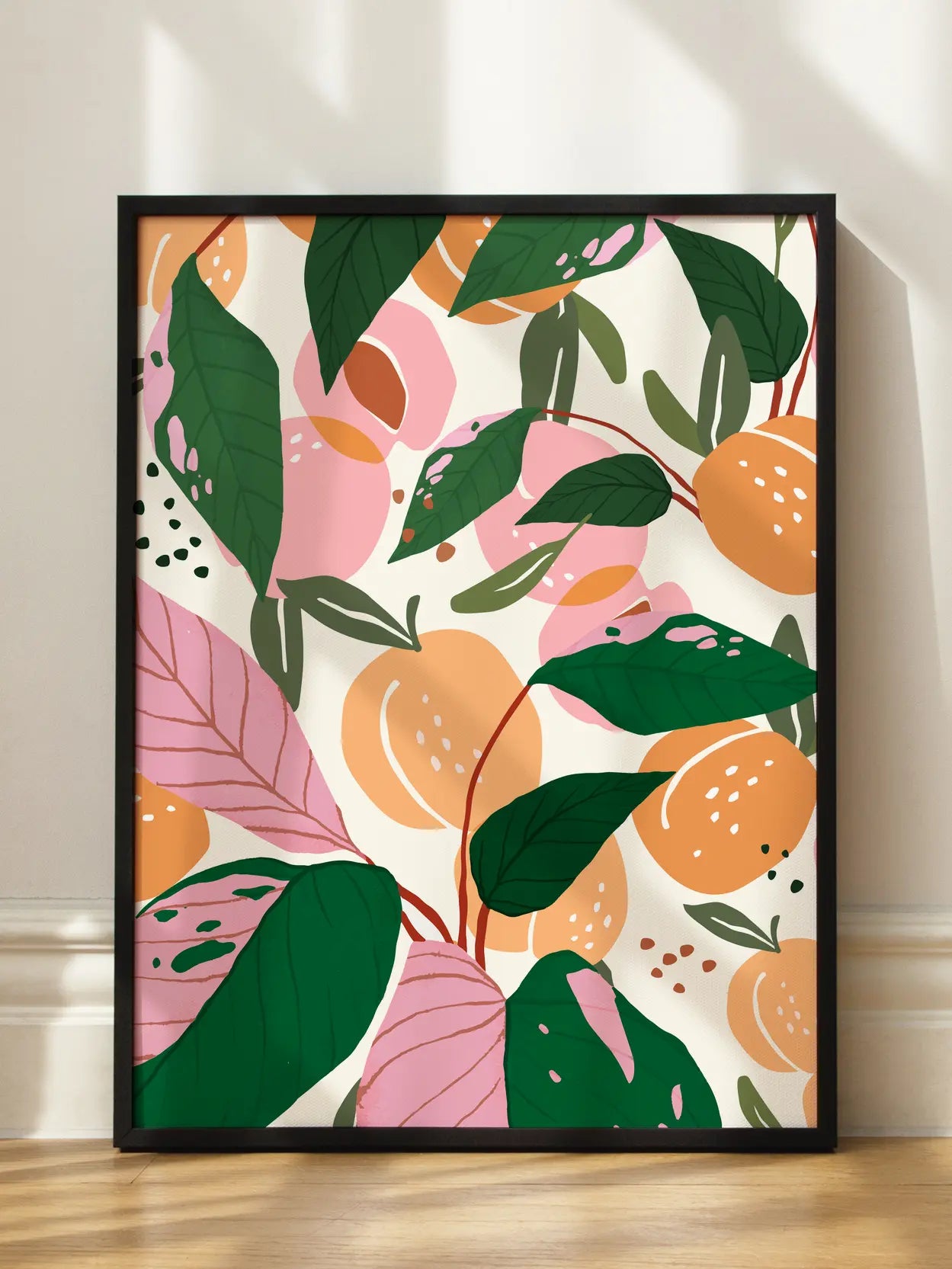Peaches And Pink Leaves Pattern