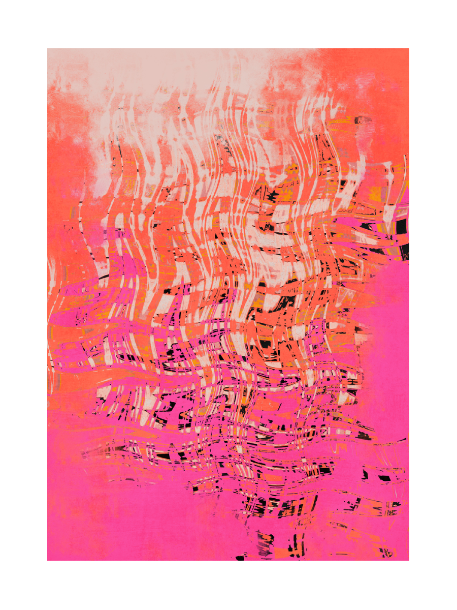 Abstrakte Wellen in Pink und Orange.