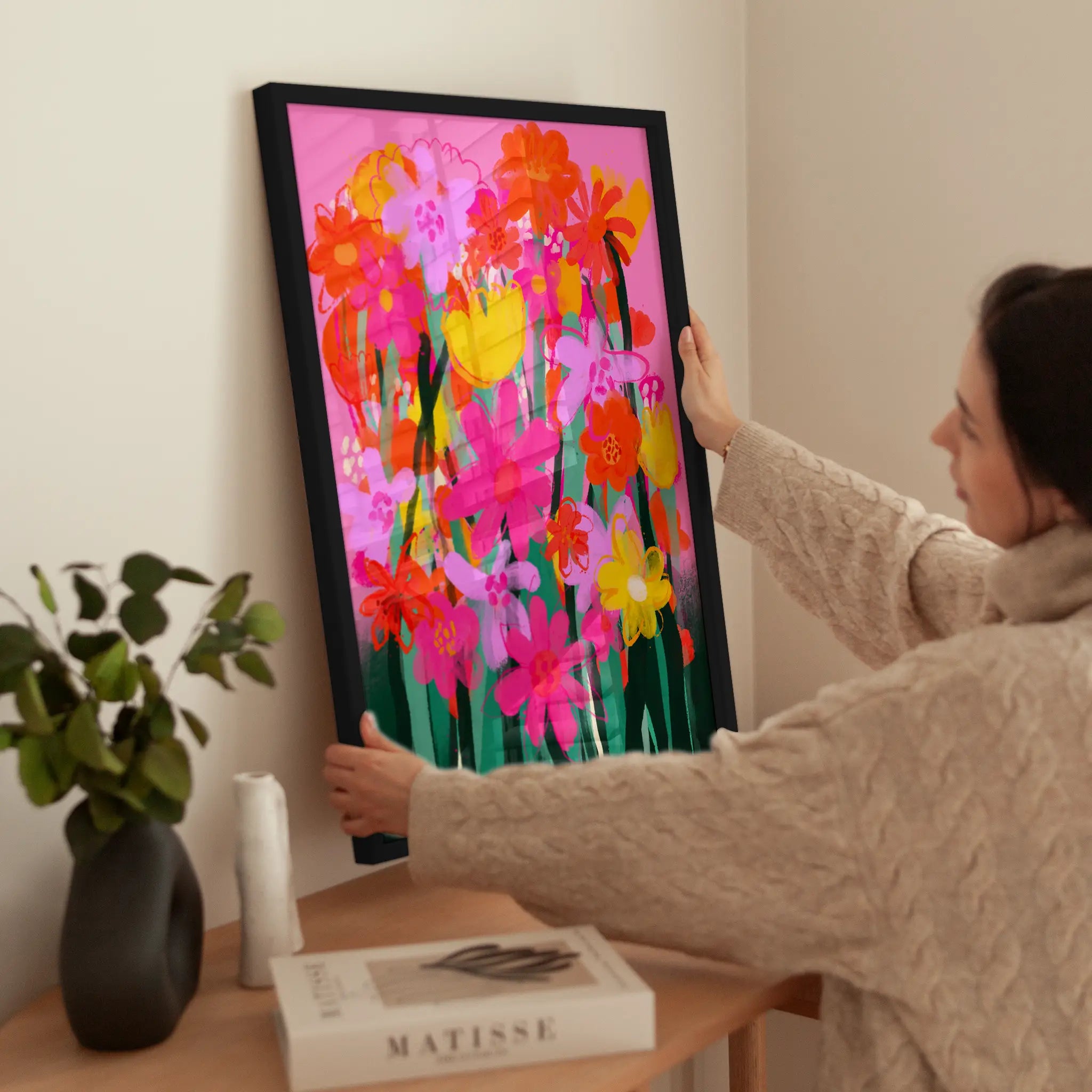 Pink Bouquet wird aufgehängt