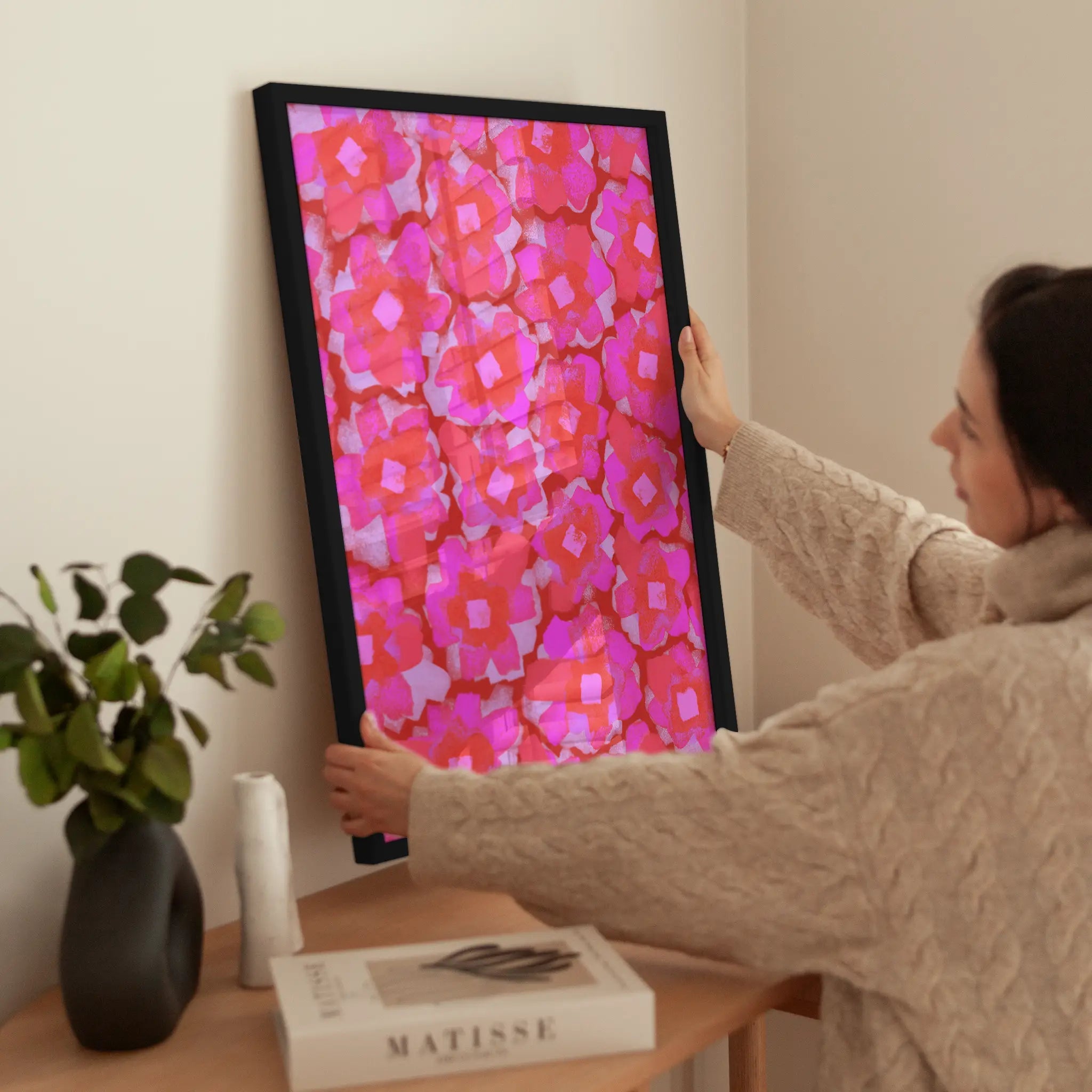 Pink Flower Cluster wird aufgehängt