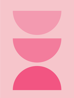 Grafische Illustration mit rosa Halbkreisen auf hellrosa Hintergrund.