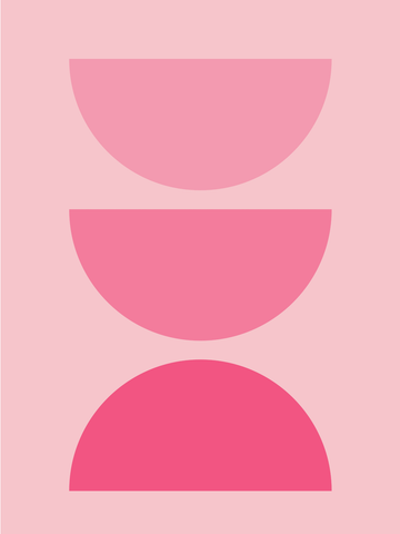 Grafische Illustration mit rosa Halbkreisen auf hellrosa Hintergrund.
