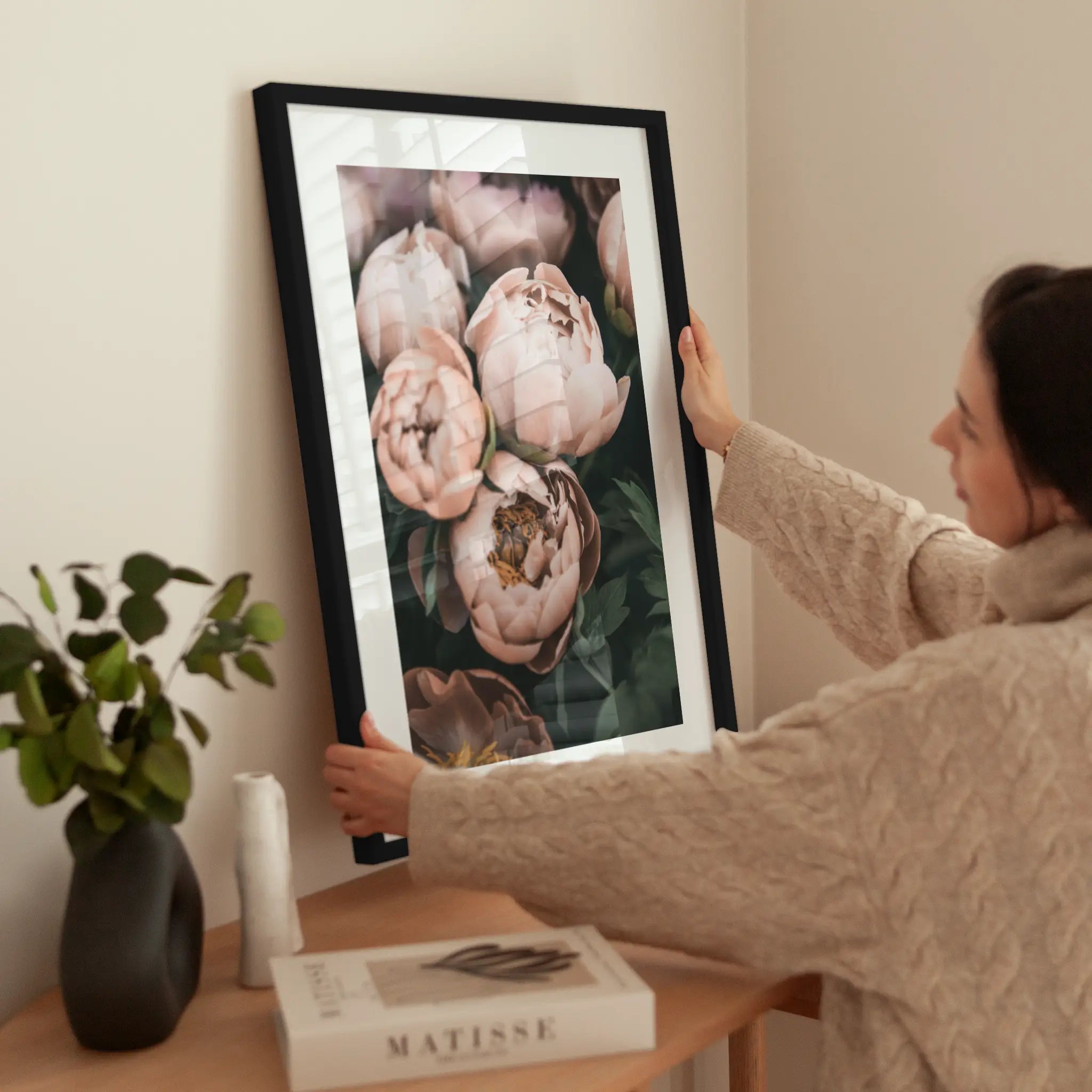 Pink Peonies wird aufgehängt