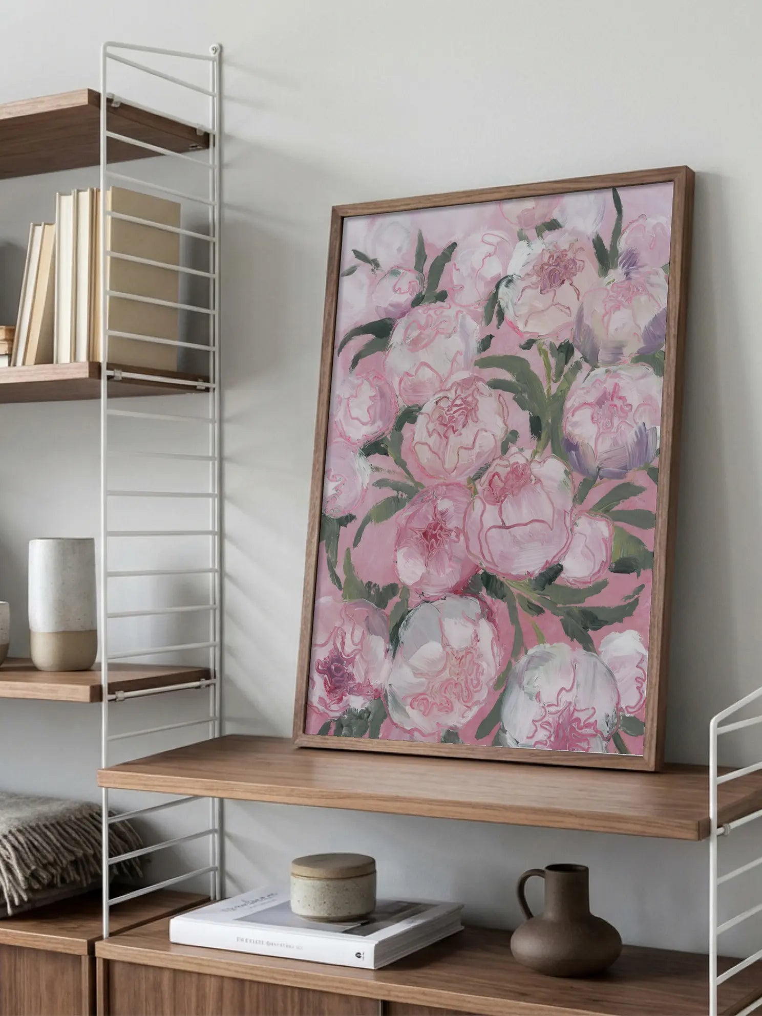 Pink Peonies Blooming Poster