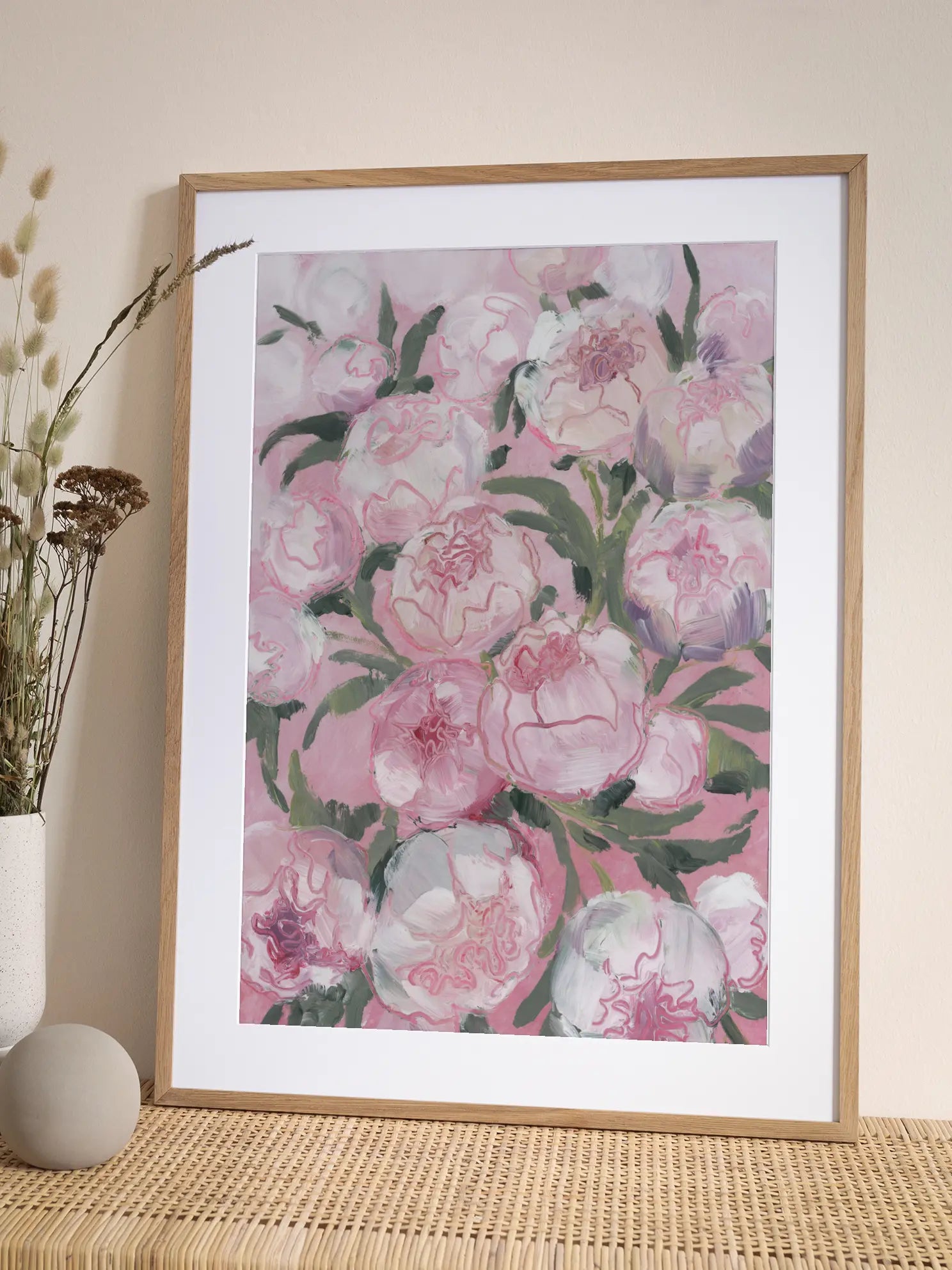 Pink Peonies Blooming Poster