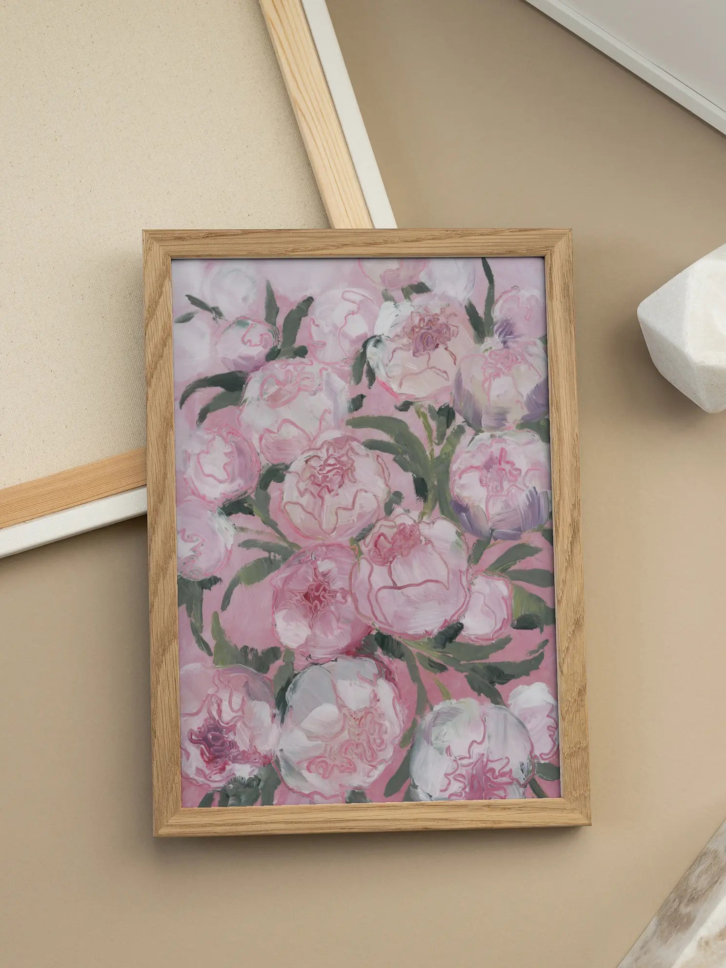 Pink Peonies Blooming Poster