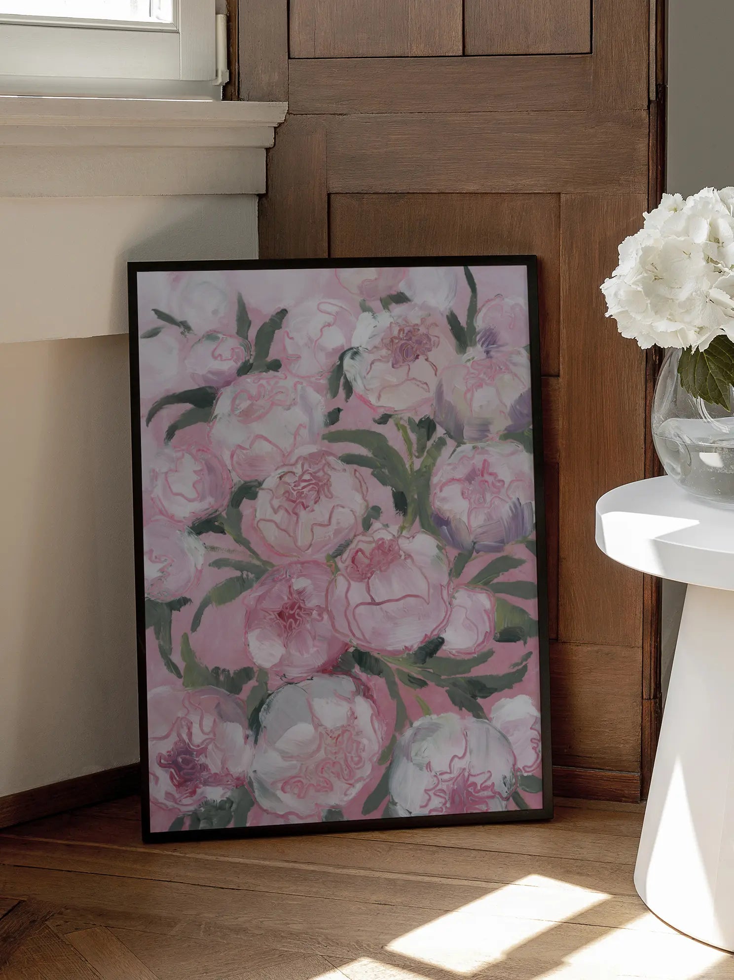 Pink Peonies Blooming Poster