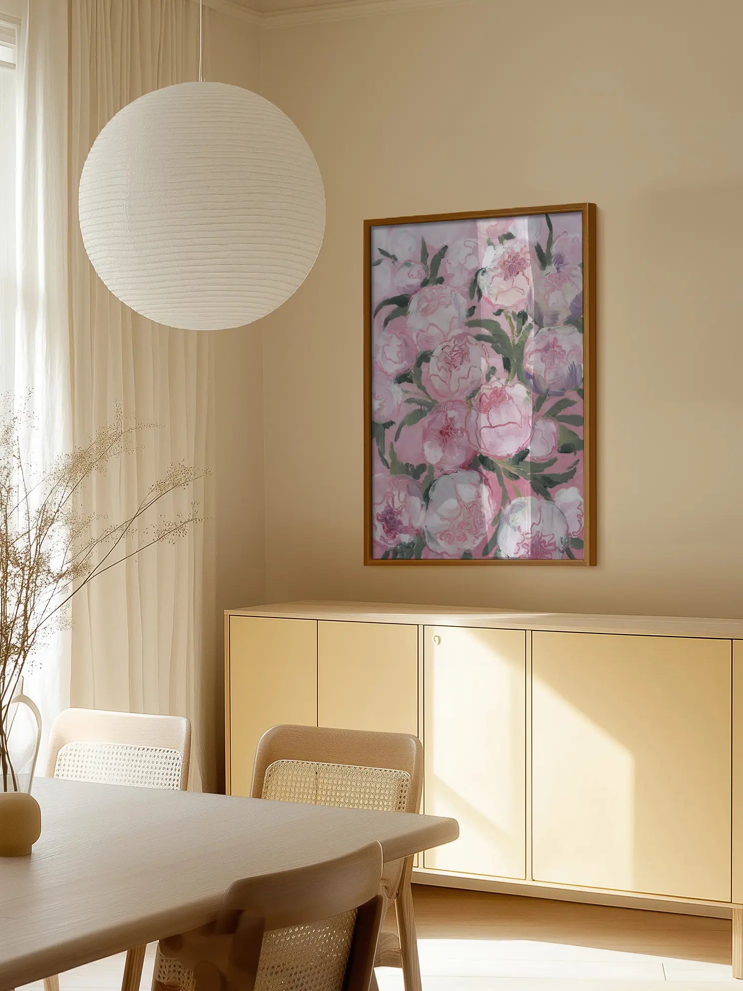 Pink Peonies Blooming Poster